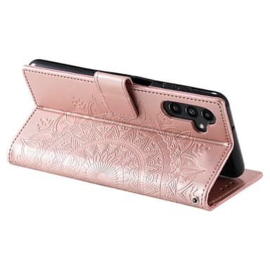 SKALO Samsung S24+ Mandala lompakkokotelo - Ruusukulta