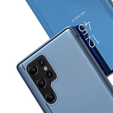 SKALO Samsung S24 Ultra Clear View Mirror Lompakko - Sininen