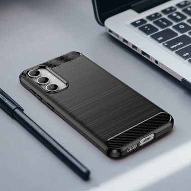 SKALO Samsung S23 FE Armor Carbon Iskunkestävä TPU suojakuori - Musta