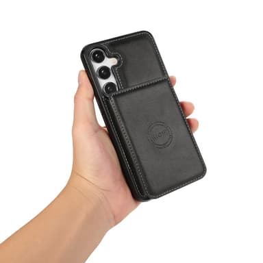 SKALO Samsung S24 PU-nahkainen Suojakuori Lompakolla - Musta