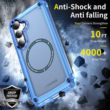 SKALO Samsung S24 Läpinäkyvä TPU Magneetti/Metal Suojakuori - Sininen