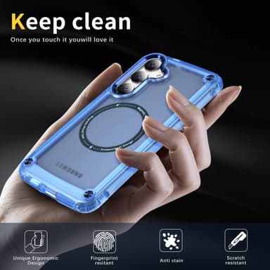 SKALO Samsung S24 Läpinäkyvä TPU Magneetti/Metal Suojakuori - Sininen