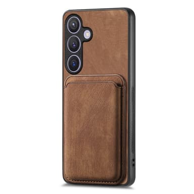 SKALO Samsung S24 PU-nahkakuori, jossa on irrotettava magneettinen lompakko - Ruskea