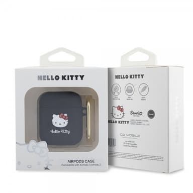 Hello Kitty AirPods 1/2 Kuori Liquid Silicone Musta