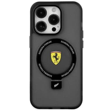 Ferrari iPhone 15 Kuori Ring Stand MagSafe Musta