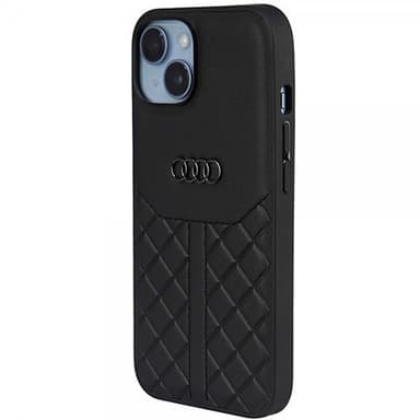 Audi iPhone 14 Kuori Genuine Leather Case Musta