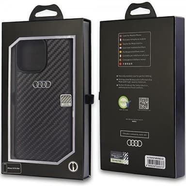 Audi iPhone 14 Pro Max Kuori Carbon Fiber Musta