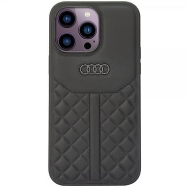 Audi iPhone 14 Pro Max Kuori Genuine Leather Case Musta