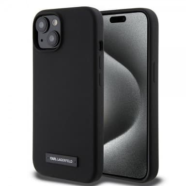 Karl Lagerfeld iPhone 15 Kuori Liquid Silicone MagSafe Musta