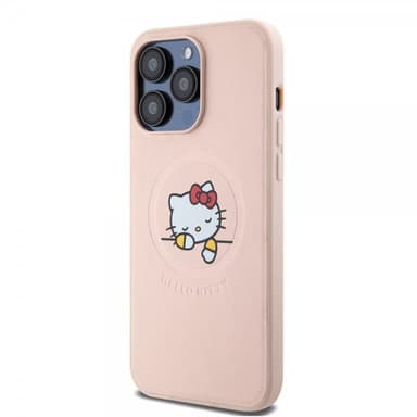 Hello Kitty iPhone 15 Pro Max Kuori Debossed Logo MagSafe Vaaleanpunainen