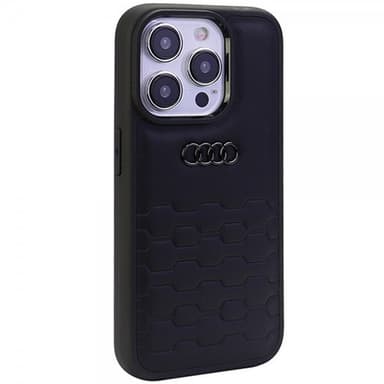 Audi iPhone 15 Pro Max Kuori GT Synthetic Leather Musta
