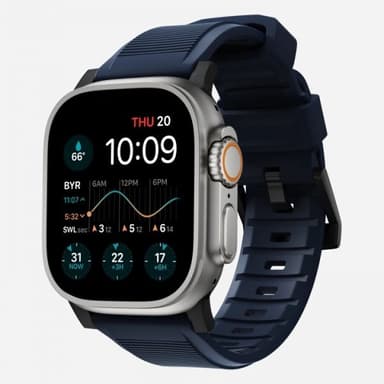 NOMAD Apple Watch 42/44/45mm/Apple Watch Ultra Ranneke Rugged Band Black Hardware Atlantic Blue