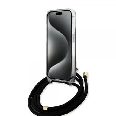 Guess iPhone 15 Kuori Crossbody Cord Musta