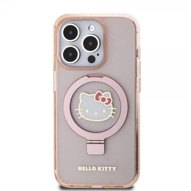 Hello Kitty iPhone 15 Pro Kuori Ring Stand MagSafe Vaaleanpunainen