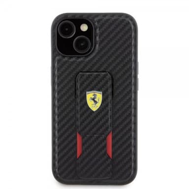 Ferrari iPhone 15 Kuori Grip Stand Function Musta