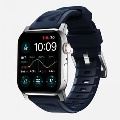 NOMAD Apple Watch 42/44/45mm/Apple Watch Ultra Ranneke Rugged Band Silver Hardware Atlantic Blue