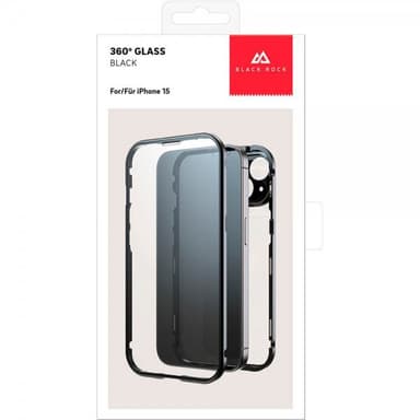 Black Rock iPhone 15 Kuori 360 Glass Läpinäkyvä Musta