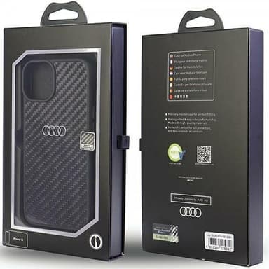 Audi iPhone 14 Kuori Carbon Fiber Musta