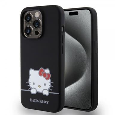 Hello Kitty iPhone 15 Pro Kuori Liquid Silicone Musta