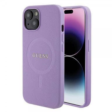Guess iPhone 15 Plus Kuori Saffiano MagSafe Violetti