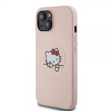 Hello Kitty iPhone 15 Kuori Debossed Logo MagSafe Vaaleanpunainen