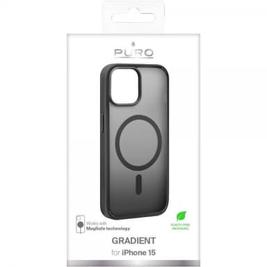 Puro iPhone 15 Kuori Gradient MagSafe Musta