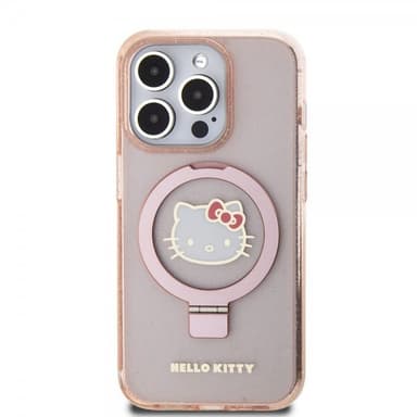 Hello Kitty iPhone 15 Pro Max Kuori Ring Stand MagSafe Vaaleanpunainen