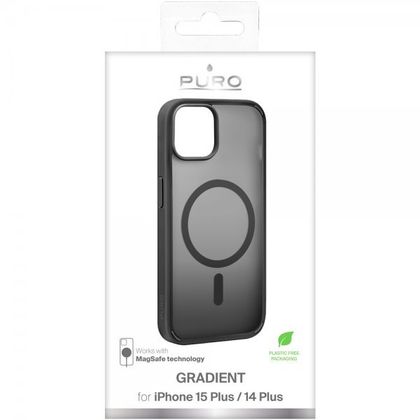 Puro iPhone 15 Plus Kuori Gradient MagSafe Musta