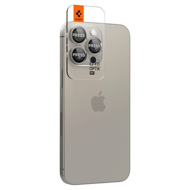 Spigen iPhone 15 Pro/iPhone 15 Pro Max Kameran linssinsuojus GLAS.tR EZ Fit Optik Pro 2-pakkaus Natural Titanium