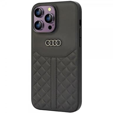 Audi iPhone 14 Pro Max Kuori Genuine Leather Case Musta