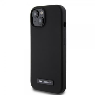 Karl Lagerfeld iPhone 15 Kuori Liquid Silicone MagSafe Musta