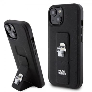 Karl Lagerfeld iPhone 15 Kuori Grip Stand Function Musta
