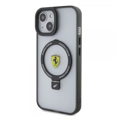 Ferrari iPhone 15 Kuori Ring Stand MagSafe Musta