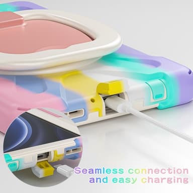 SKALO Samsung Tab A9 Extra Shockproof Armor 360 Kahva/Tripod Suojakuori - Rainbow