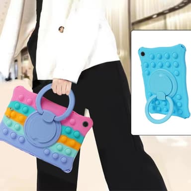 SKALO Samsung Tab A9 Shock Resistant Armor Popit Silicone Kuori  - Rainbow