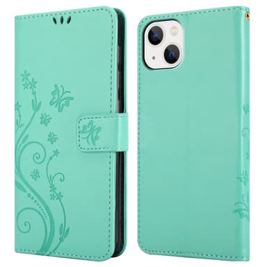 iPhone 14 Suojakuori Lompakkokotelo (Turkoosi)