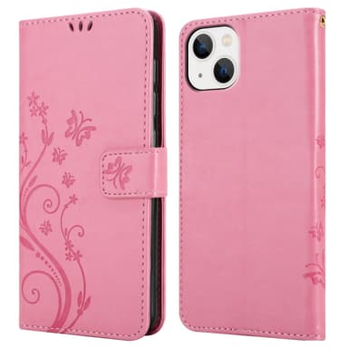 iPhone 14 Suojakuori Lompakkokotelo (Vaaleanpunainen)