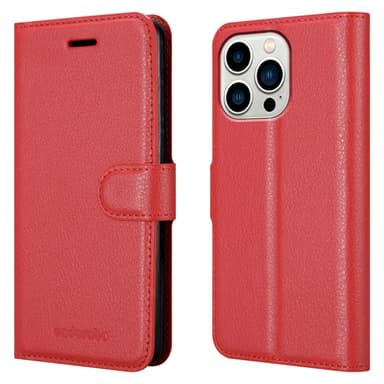 iPhone 14 PRO Suojakuori Lompakkokotelo (Punainen)
