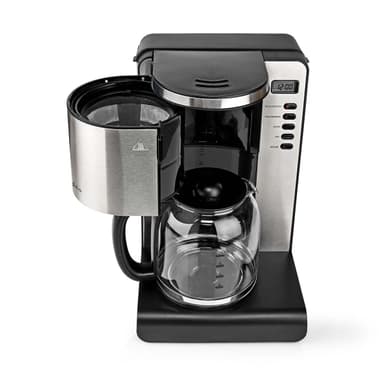 Nedis Kahvinkeitin | Kahvisuodatin | 1.5 l | 12 Kupit | Lämpimänäpito-ominaisuus | Käynnitysajastin | LCD näyttö | Kellotoiminto | Alumiini / Musta