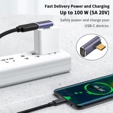 NÖRDIC USB4 kulmikas sovitin uros-naaras 40G 8K60Hz PD100W