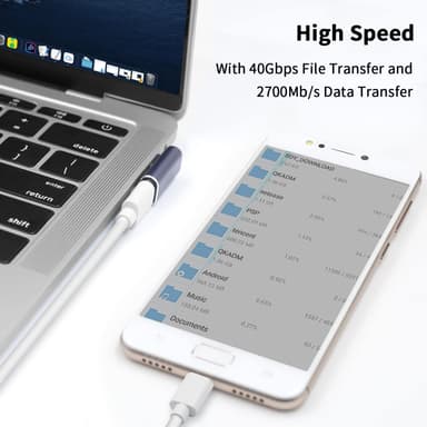 NÖRDIC USB4 kulmikas sovitin uros-naaras 40G 8K60Hz PD100W