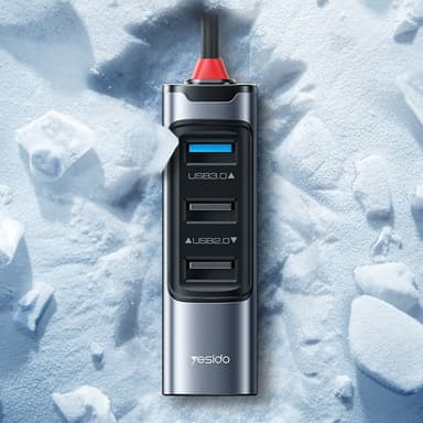 USB + USB-C keskitinsovitinmuunnin USB 3.0 + 3xUSB 2.0 + PD 100W