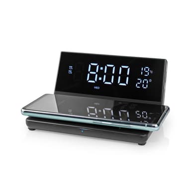 Nedis Herätyskello langattomalla latauksella | Qi-sertifioitu | 5 / 7.5 / 10 / 15 W | USB-A Uros | 2 Hälytysaikojen | Torkkutoiminto
