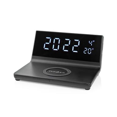 Nedis Herätyskello langattomalla latauksella | Qi-sertifioitu | 5 / 7.5 / 10 / 15 W | USB-A Uros | 2 Hälytysaikojen | Torkkutoiminto