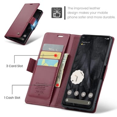 CASEME Retro Lompakkokotelo Pixel 8 Pro