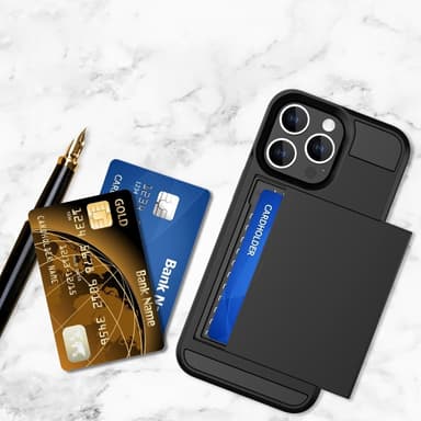 iPhone 15 PC+TPU -puhelimelle Suojakuori Liukuva Korttiteline