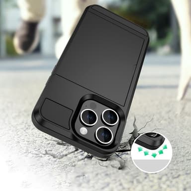 iPhone 15 PC+TPU -puhelimelle Suojakuori Liukuva Korttiteline