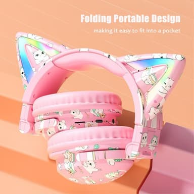Cat Ears Bluetooth Headset mikrofoni Langattomat kuulokkeet - Sininen