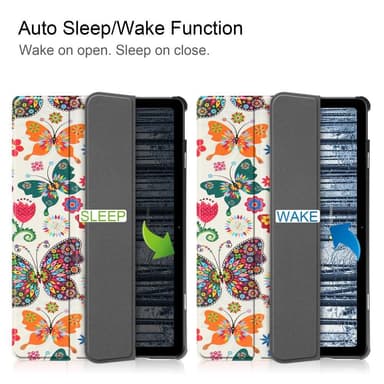 Nokia T21 Trifold Stand Sleep Wake -tabletin suojakotelo - Perhoset