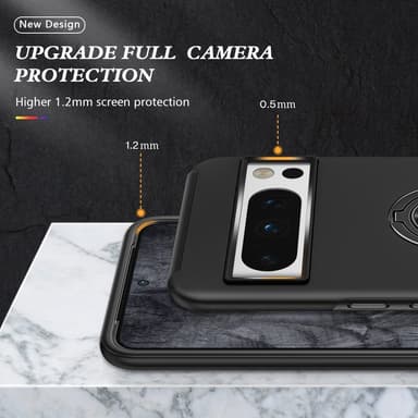 Google Pixel 8 Pro sormenrengasjalustan hybridikotelo - musta
